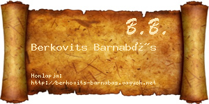 Berkovits Barnabás névjegykártya