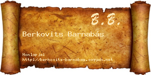 Berkovits Barnabás névjegykártya